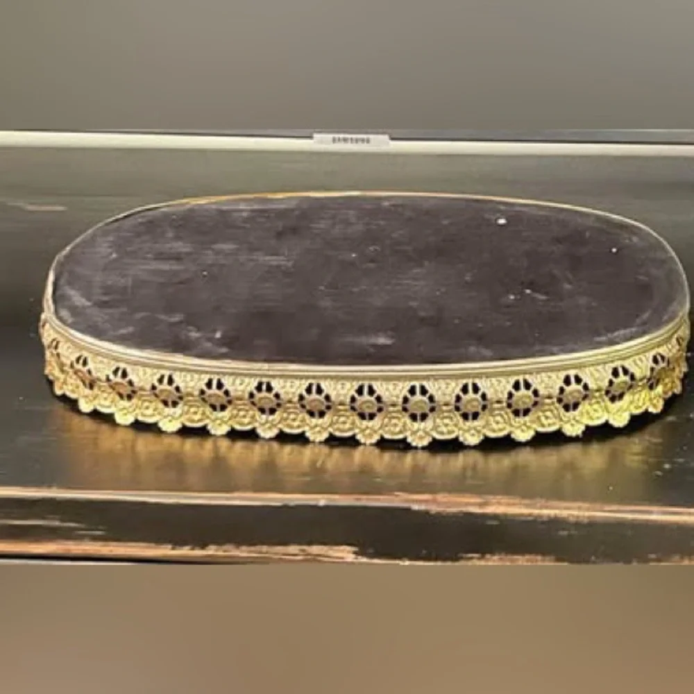 Vintage Brass finished vanity tray mirrored  Tray